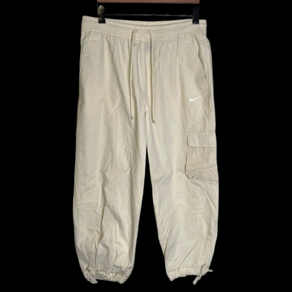 Nike Sportswear High Rise Textured Cargo Joggers ivory Off white XL Athleisure